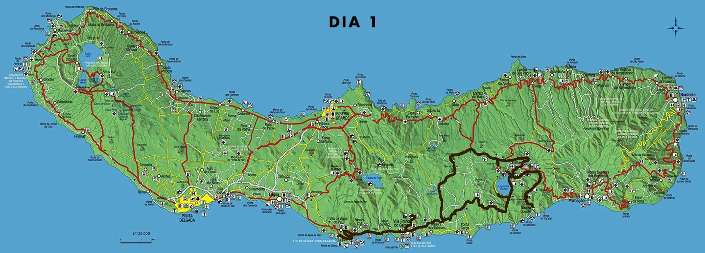 Mapa Roteiro São Miguel (Açores)