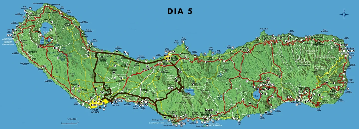 Mapa dia 5 Roteiro São Miguel