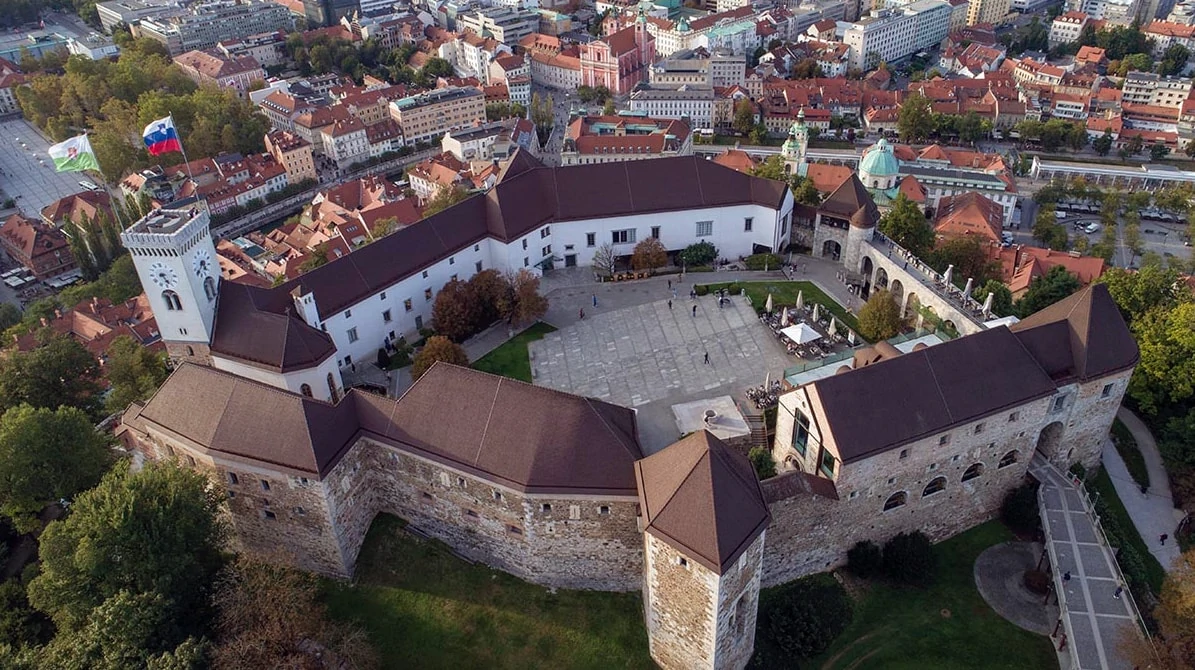 Vista aérea do castelo de Liubliana