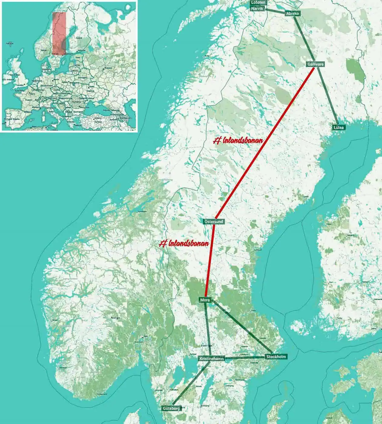 mapa inlandsbanan